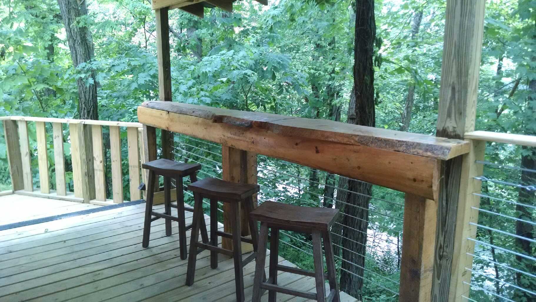 deck, tall bar stools